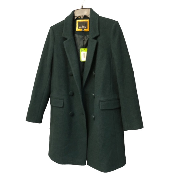 Sam Edelman Womens Green Wool Blend Midi Pea Coat Outerwear Size 8 - Picture 3 of 10